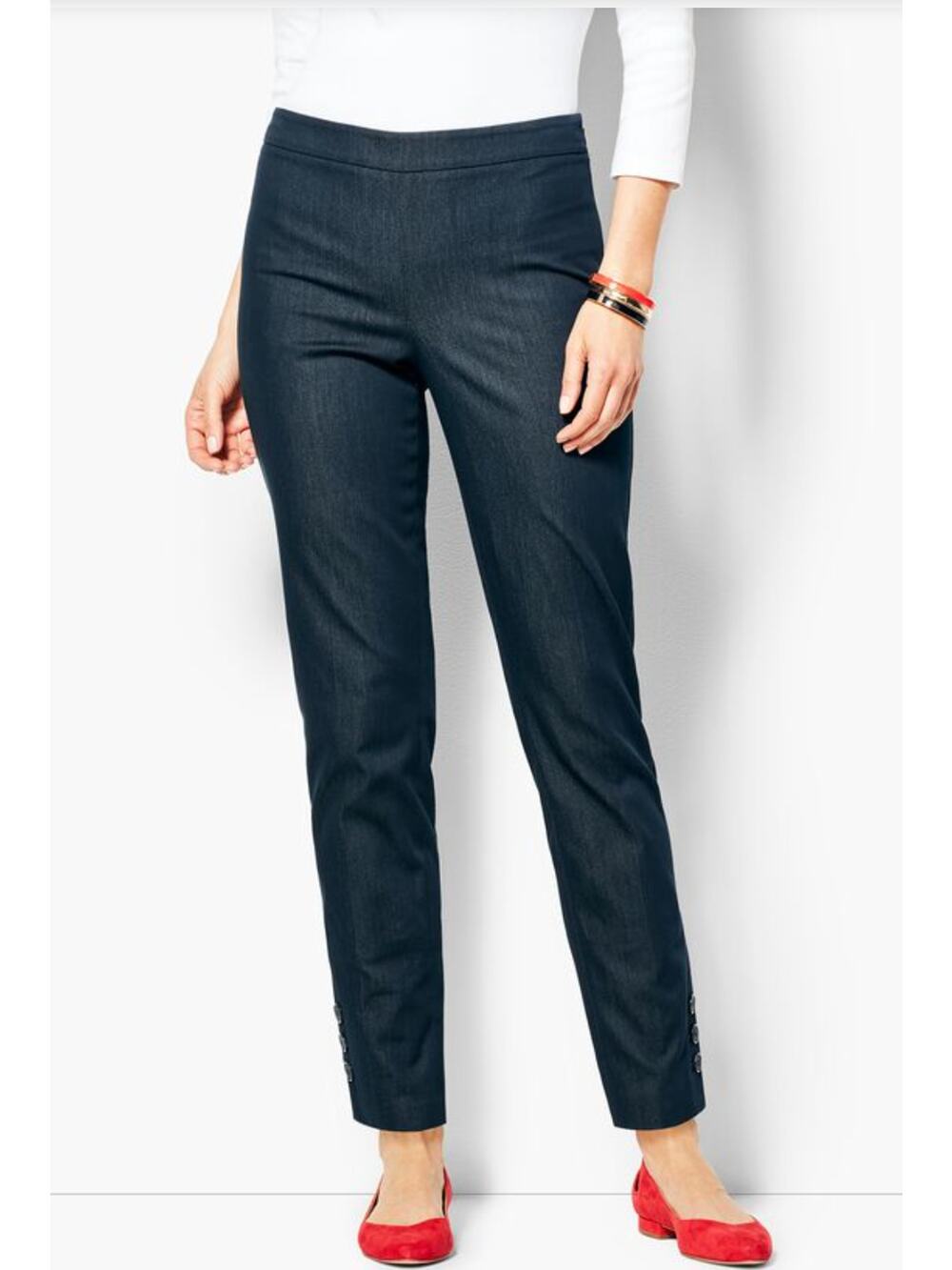 Talbots 16 Blue Chatham Ankle Pants Polished Denim Coastal Chic Preppy